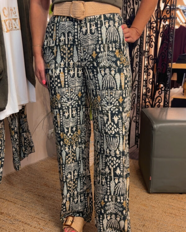 Pantalon fluide imprimé kaki Soya Concept