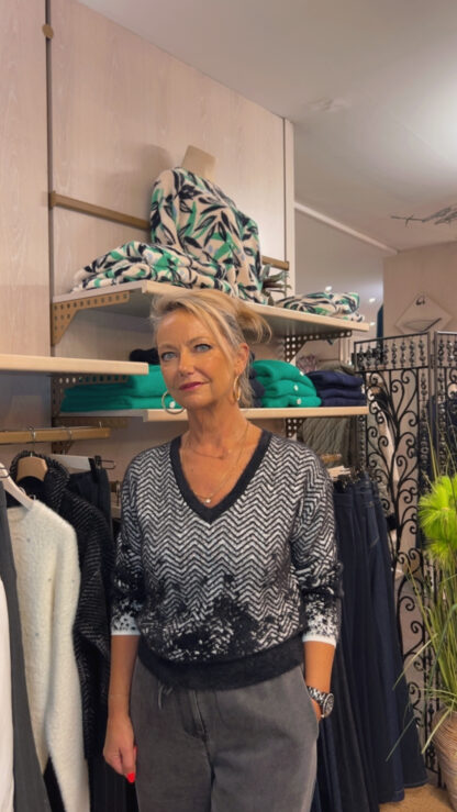 pull noir gris moelleux