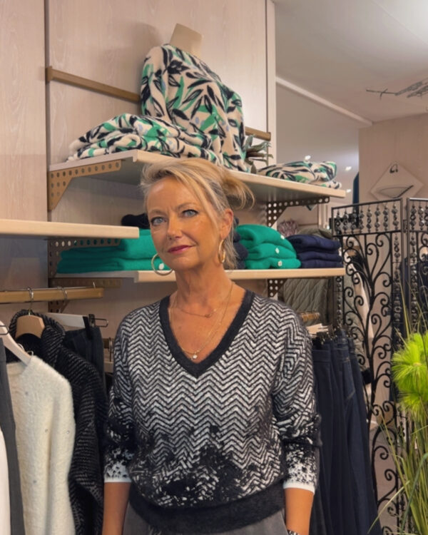 pull noir gris moelleux